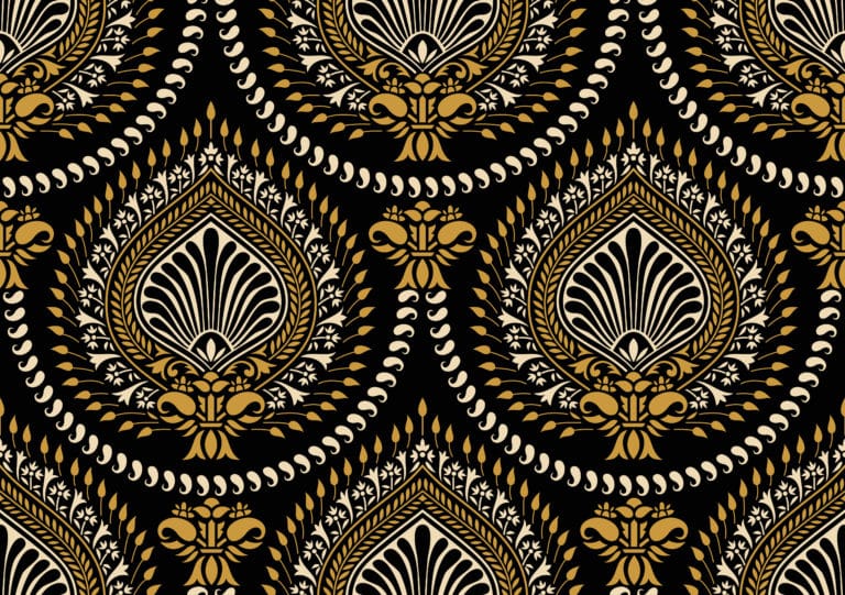 black and gold paisley pattern carpet rug